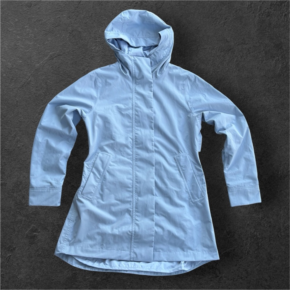 Athleta Forecast Shell Long Hooded Rain Jacket Women Small Water Resistant
